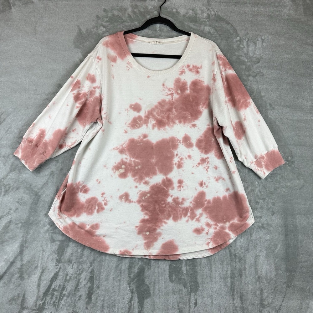 Jane & Delancey Sweatshirt Women's 1X White Pink Tie Dye Pullover